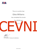RYA CEVNI Certificate